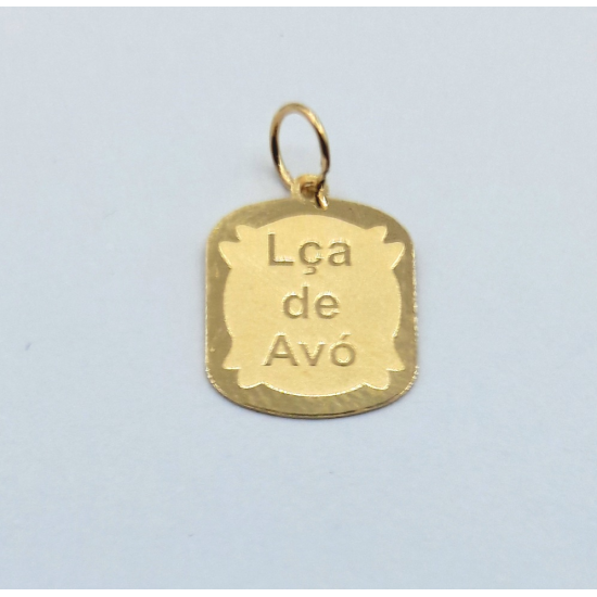 MEDALHA OURO AMARELO 19K RETANGULAR