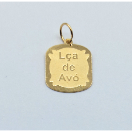 MEDALHA OURO AMARELO 19K RETANGULAR