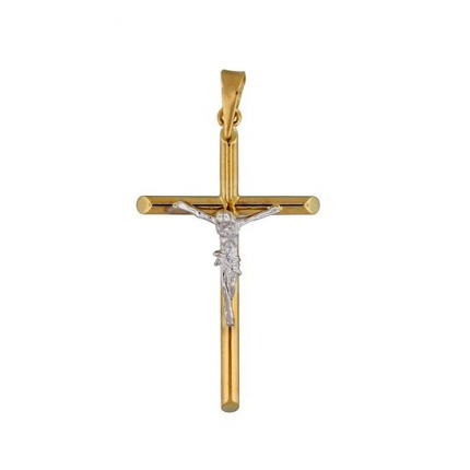 CRUCIFIXO OURO BICOLOR 19K