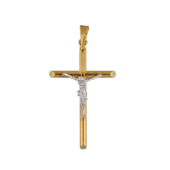 CRUCIFIXO OURO BICOLOR 19K