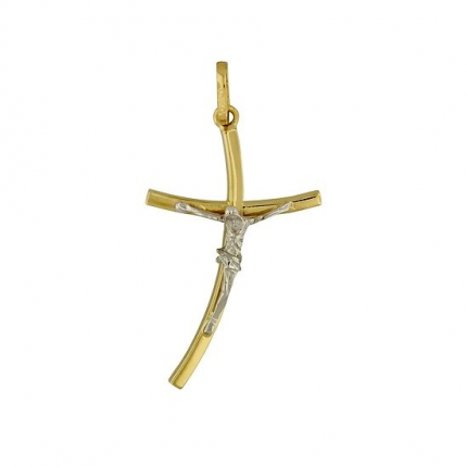 CRUCIFIXO OURO BICOLOR 19K