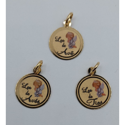 MEDALHA OURO AMARELO 19K DIZERES REDONDA