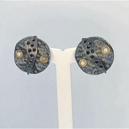 BRINCOS PRATA COM OURO 9K