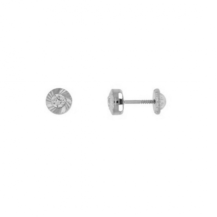 BRINCOS OURO BRANCO 19K SOLITÁRIO