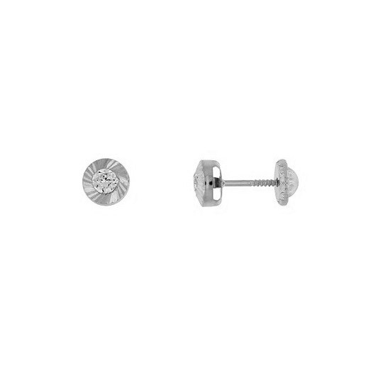 BRINCOS OURO BRANCO 19K SOLITÁRIO