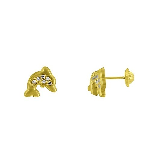 BRINCOS OURO AMARELO 19K CRIANÇA GOLFINHO