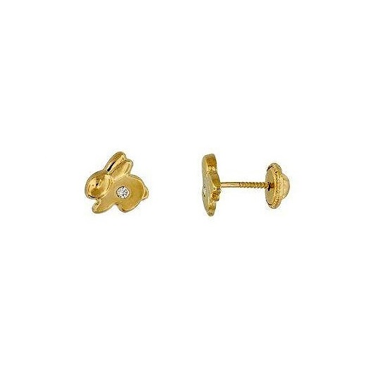 Brincos Ouro Amarelo 19k Criança Coelho Forrado Brincos Ouro Amarelo 19k Criança Coelho Forrado