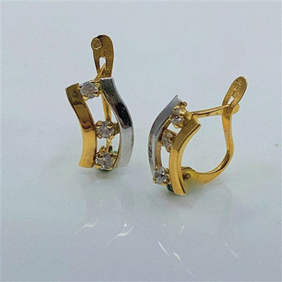 BRINCOS BICOLOR OURO 19K
