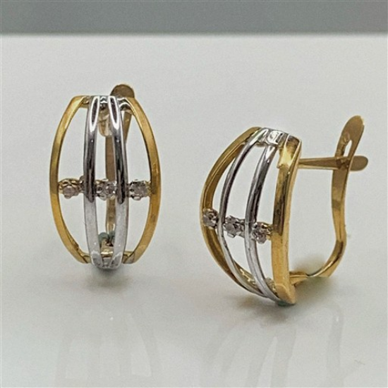 BRINCOS BICOLOR OURO 19K