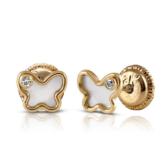 BRINCOS OURO AMARELO 19K CRIANÇA BORBOLETA BRINCOS OURO AMARELO 19K CRIANÇA BORBOLETA