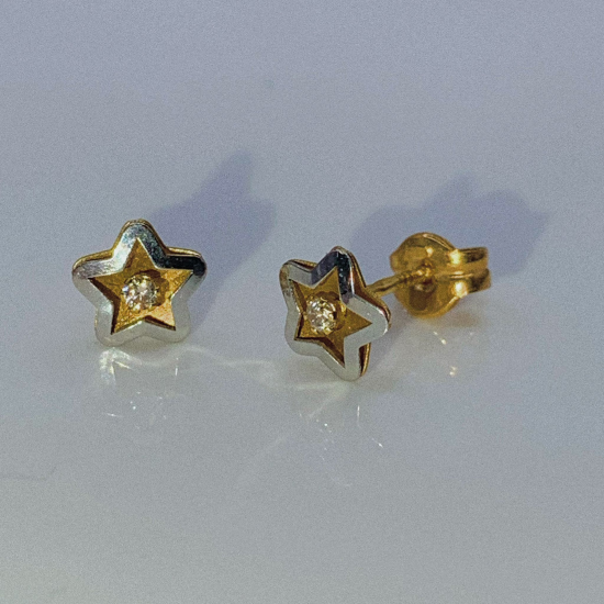 BRINCOS OURO BICOLOR 19K BRINCOS OURO BICOLOR 19K