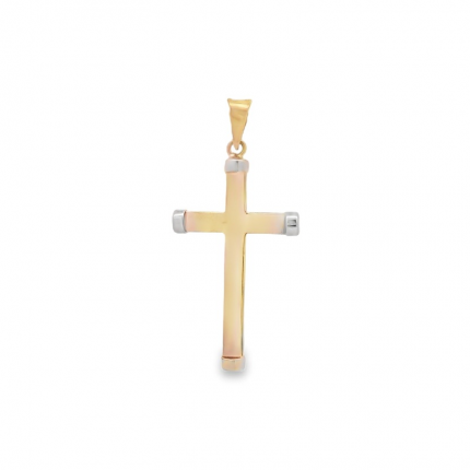 CRUCIFIXO OURO BICOLOR 9K
