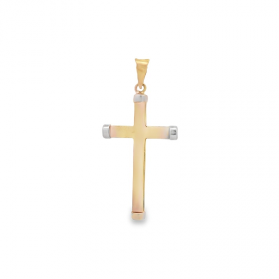 CRUCIFIXO OURO BICOLOR 9K