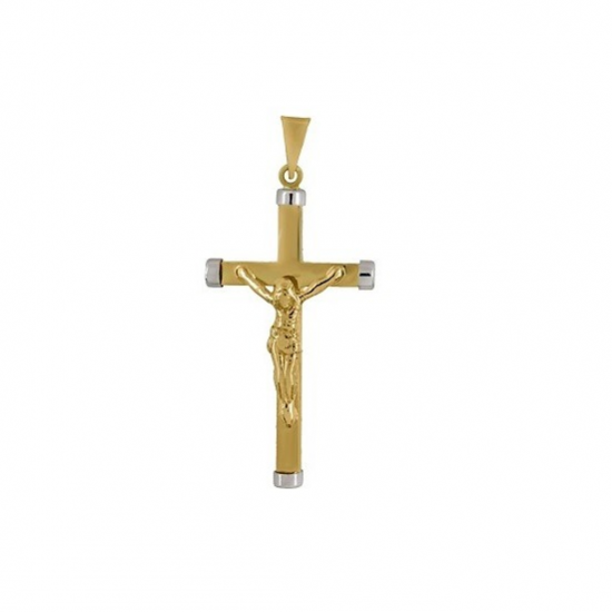 CRUCIFIXO OURO BICOLOR 9K