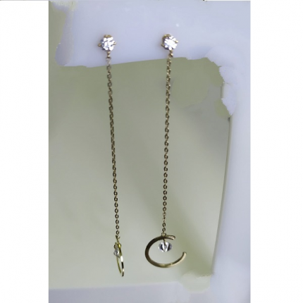 Brincos Ouro Amarelo 9k Corrente Lapidada Brincos Ouro Amarelo 9k Corrente Lapidada