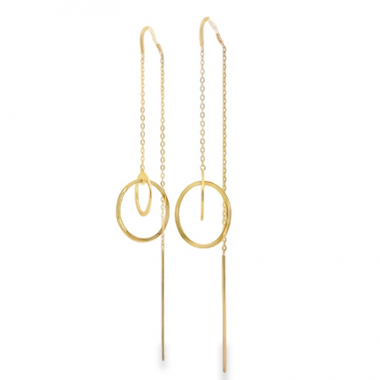 Brincos Ouro Amarelo 9k Corrente Lapidada Brincos Ouro Amarelo 9k Corrente Lapidada