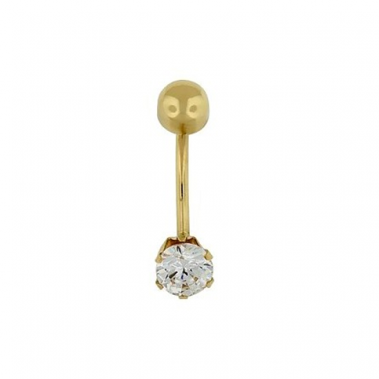 PIERCING UMBIGO OURO AMARELO 9K ZIRCÓNIA