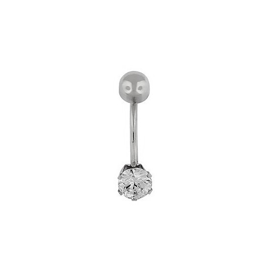 Piercing Umbigo Ouro Branco 9k Zircónia