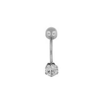 PIERCING UMBIGO OURO BRANCO 9K ZIRCÓNIA