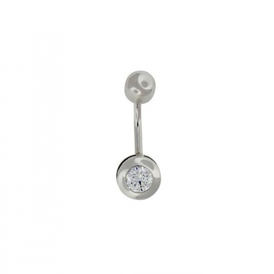 PIERCING UMBIGO OURO BRANCO 9K