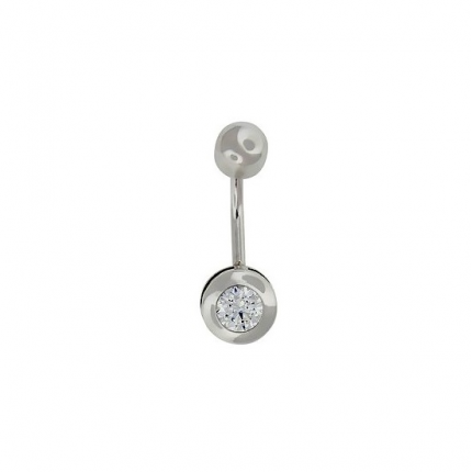 PIERCING UMBIGO OURO BRANCO 9K
