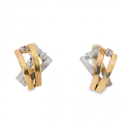 Brincos Bicolor Ouro 9k Brincos Bicolor Ouro 9k