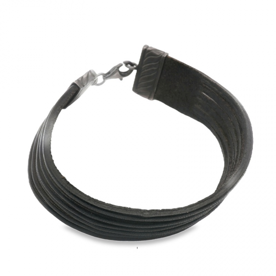 PULSEIRA COURO COM PRATA