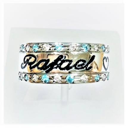 ALIANÇA PRATA RODEADA PERSONALIZÁVEL NOME(S)