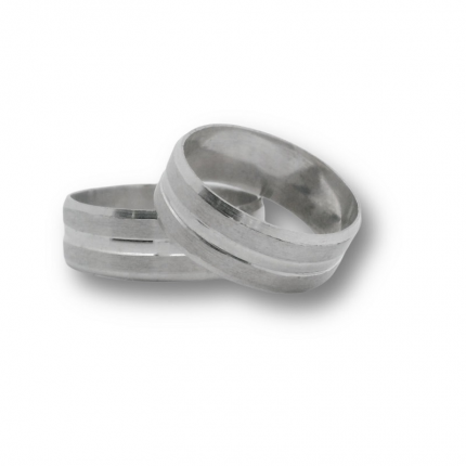 Aliança Prata Rodeada Acetnado Fino