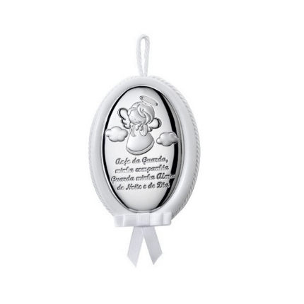 MEDALHA BERÇO PRATA BILAMINADA ANJO