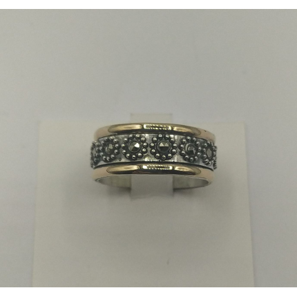 ALIANÇA PRATA COM OURO 9K