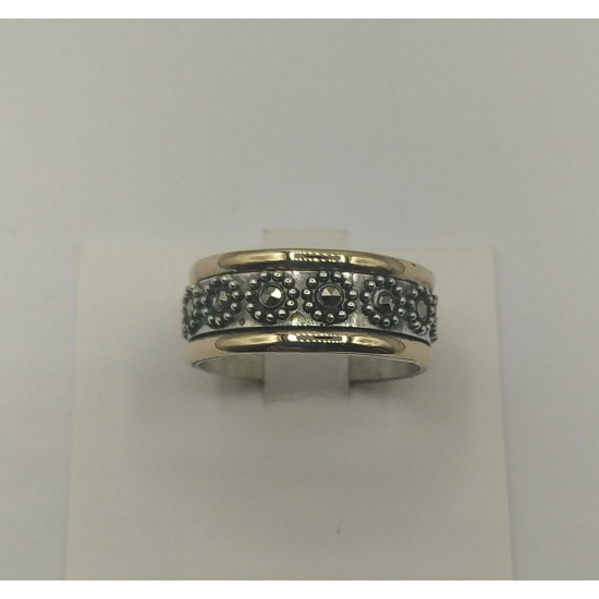 ALIANÇA PRATA COM OURO 9K