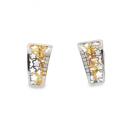 Brincos Bicolor Ouro 9k Brincos Bicolor Ouro 9k