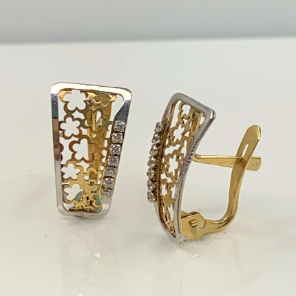 Brincos Bicolor Ouro 9k Brincos Bicolor Ouro 9k