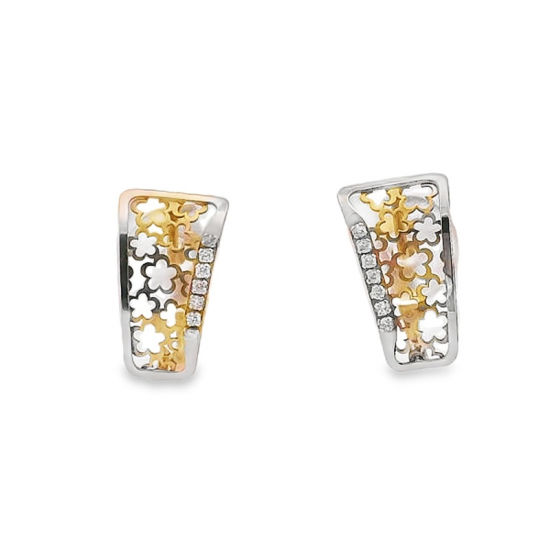 BRINCOS BICOLOR OURO 9K