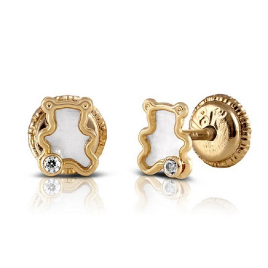 BRINCOS OURO AMARELO 19K CRIANÇA URSO BRINCOS OURO AMARELO 19K CRIANÇA URSO