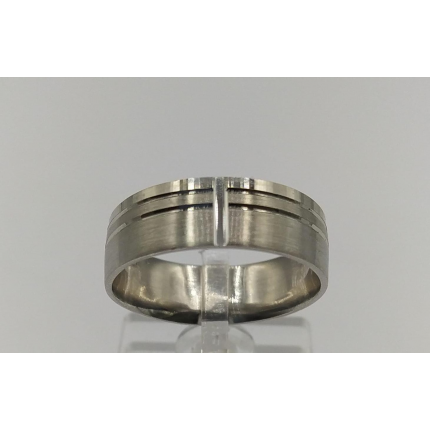 Aliança Prata Rodeada Acetnado Fino