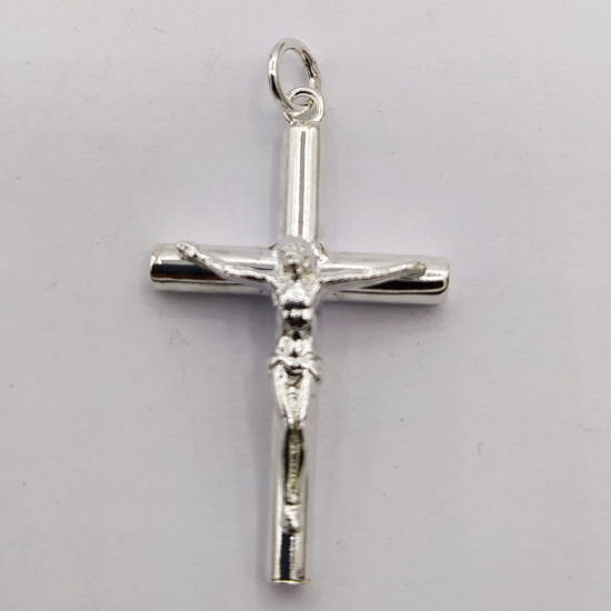 CRUCIFIXO PRATA RODEADA
