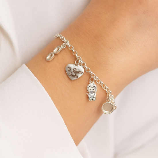 Pulseira Prata Rodeada ''avó''