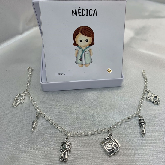 Pulseira Prata Rodeada ''médica''