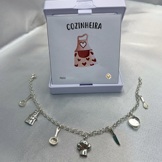 Pulseira Prata Rodeada ''cozinheira''