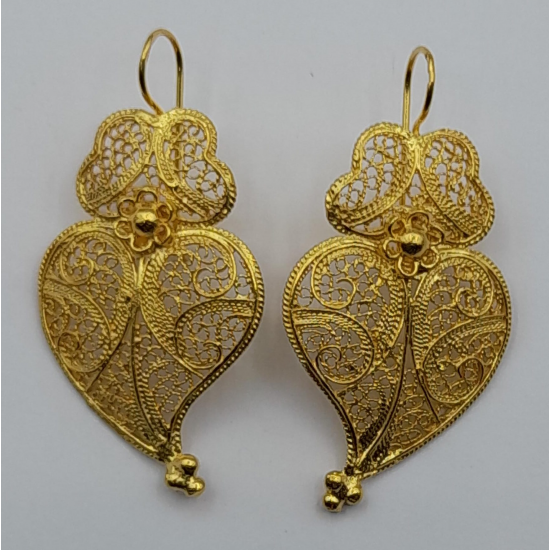 Brincos Ouro Amarelo 19k Coração De Viana Brincos Ouro Amarelo 19k Coração De Viana
