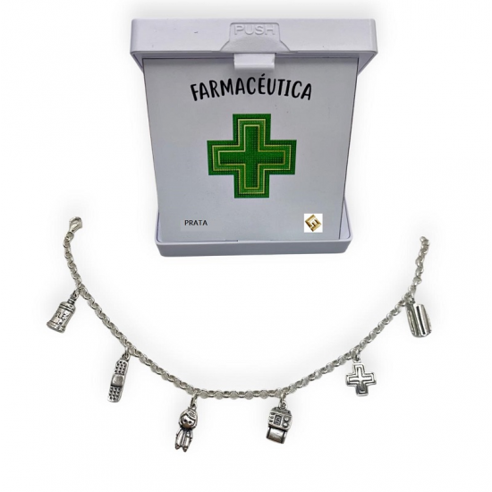 Pulseira Prata Rodeada ''farmaceutica''