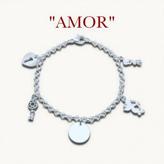 PULSEIRA PRATA RODEADA ''AMOR''