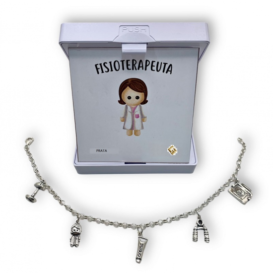 Pulseira Prata Rodeada ''fisioterapeuta''