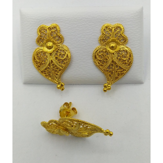 BRINCOS OURO AMARELO 19K CORAÇÃO DE VIANA BRINCOS OURO AMARELO 19K CORAÇÃO DE VIANA