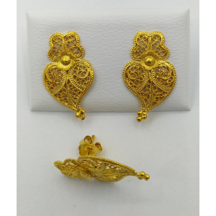 Brincos Ouro Amarelo 19k Coração De Viana Brincos Ouro Amarelo 19k Coração De Viana