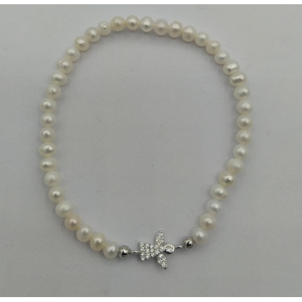 Pulseira Prata Rodeada Pérola água Doce