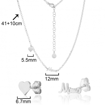 COLAR E BRINCOS CONJUNTO PRATA RODEADA