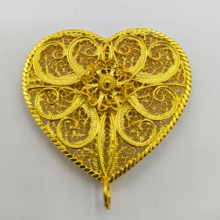 MEDALHA FILIGRANA PRATA DOURADA